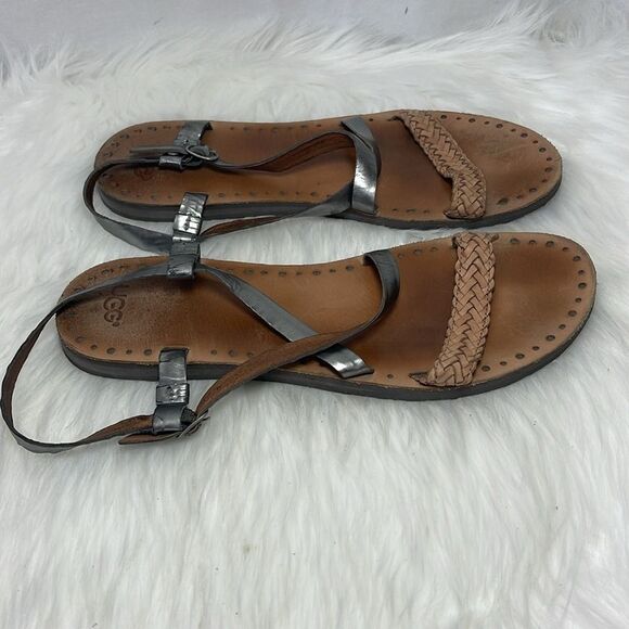 UGG Australia Jordyane Pewter Strap Sandals Sz 11 - Picture 7 of 9